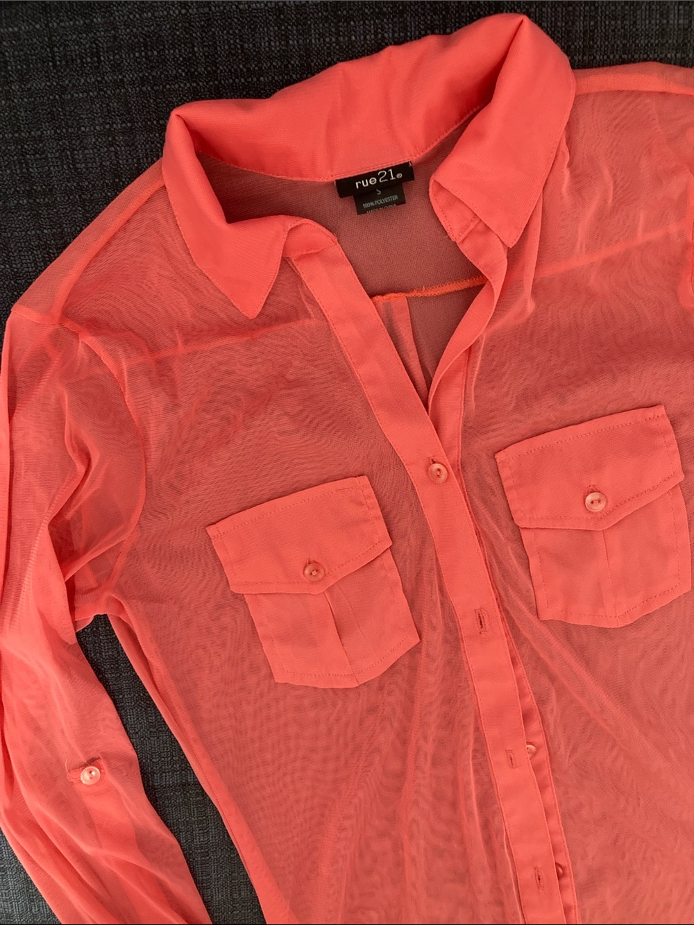 Rue21 Coral Sheer Button-Front Blouse